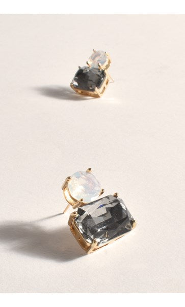 adorne - TWO TONE JEWEL DROP EARRINGS (OPAL SMOKE)