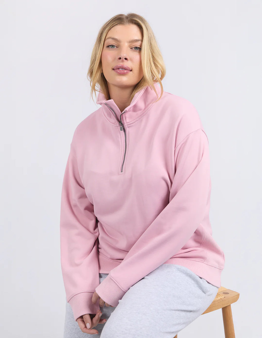 elm - Tatum Half Zip Fleece Soft Pink