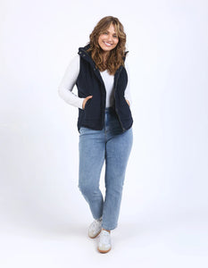 elm - Cord Puffer Vest Dark Sapphire