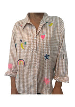 Load image into Gallery viewer, ZODA - Embroidered Cotton Blouse, Beige/White Check

