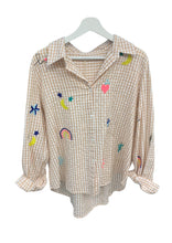 Load image into Gallery viewer, ZODA - Embroidered Cotton Blouse, Beige/White Check
