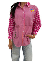 Load image into Gallery viewer, ZODA - Embroidered Cotton Blouse, Hot Pink/Whte
