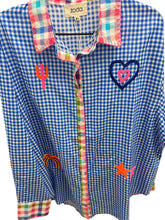 Load image into Gallery viewer, ZODA - Embroidered Cotton Blouse, Blue/White Check
