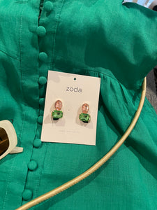 ZODA - GEM EARRING Green/Pink