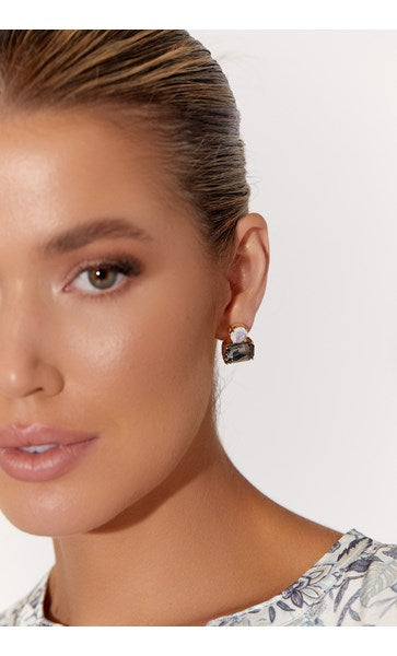 adorne - TWO TONE JEWEL DROP EARRINGS (OPAL SMOKE)