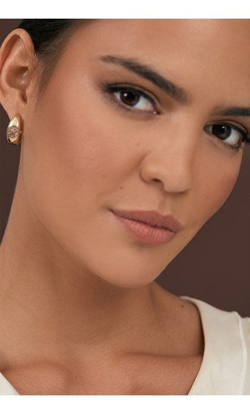 adorne - JEWEL FRONT MINI HOOPS CHAMPAGNE GOLD