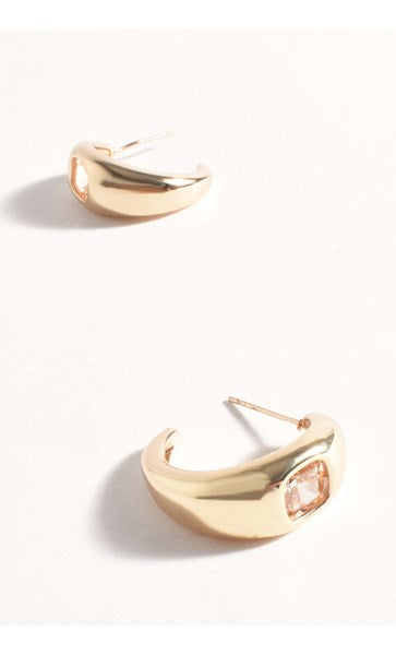 adorne - JEWEL FRONT MINI HOOPS CHAMPAGNE GOLD
