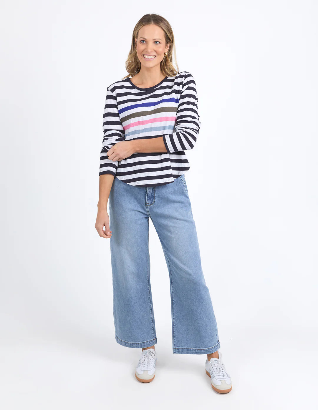 elm - Harmony Long Sleeve Tee Navy & White Stripe