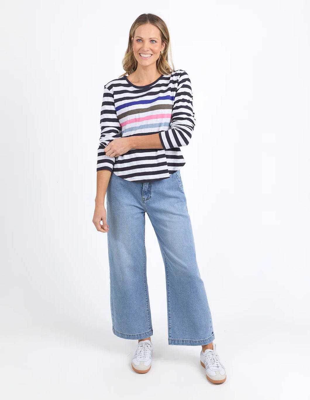 elm - Harmony Long Sleeve Tee Navy & White Stripe