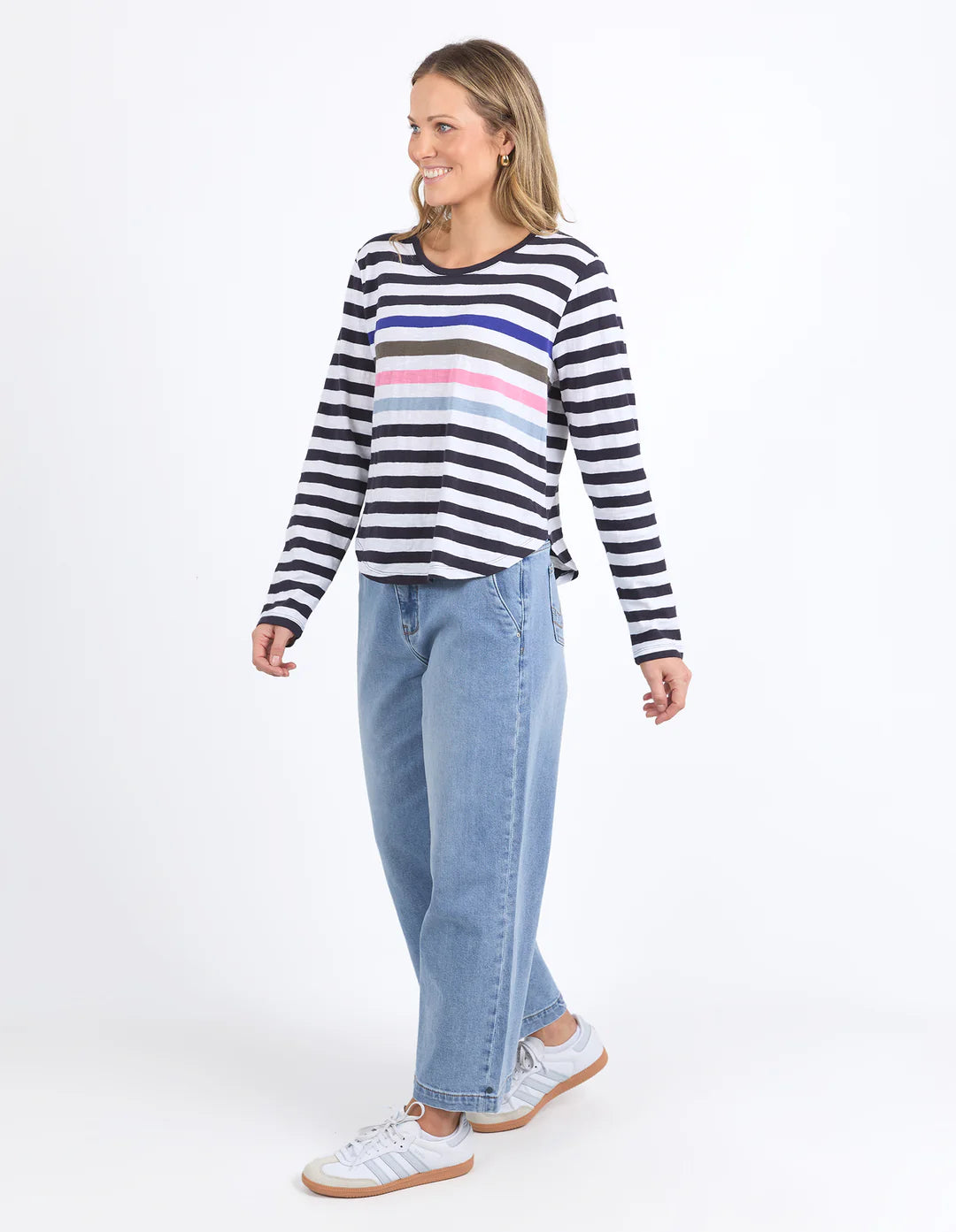 elm - Harmony Long Sleeve Tee Navy & White Stripe