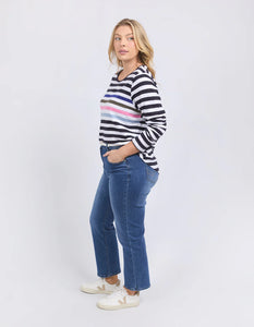 elm - Harmony Long Sleeve Tee Navy & White Stripe