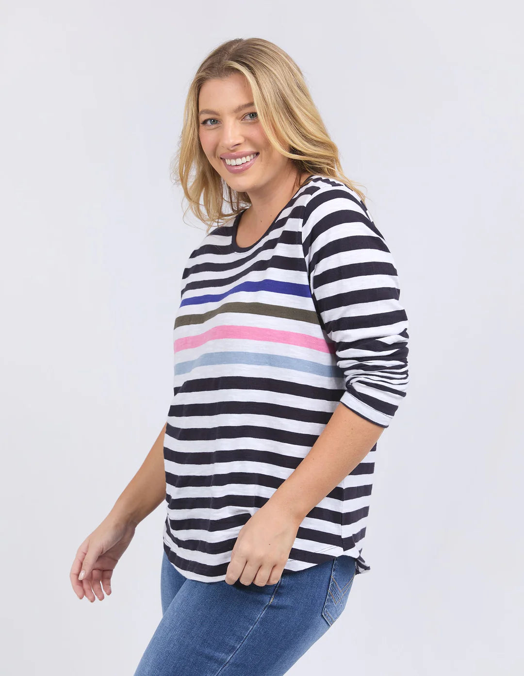 elm - Harmony Long Sleeve Tee Navy & White Stripe