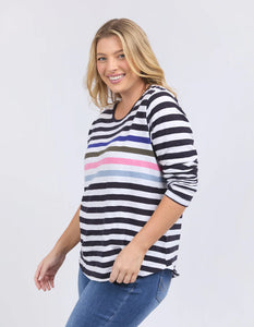 elm - Harmony Long Sleeve Tee Navy & White Stripe