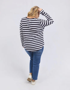 elm - Harmony Long Sleeve Tee Navy & White Stripe