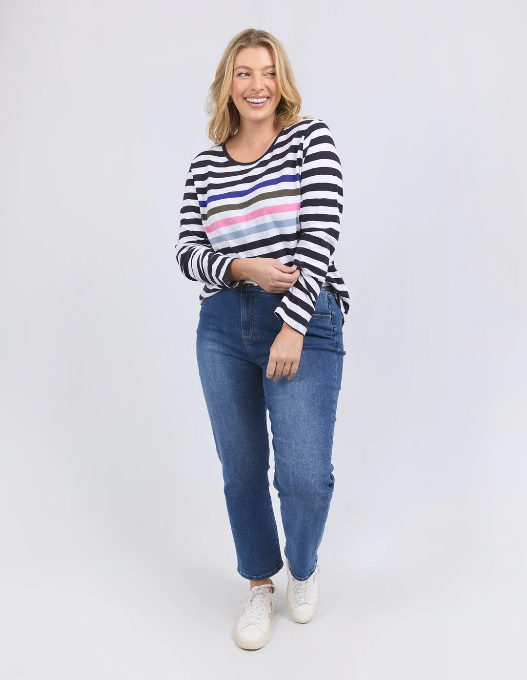 elm - Harmony Long Sleeve Tee Navy & White Stripe