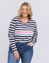 Load image into Gallery viewer, elm - Harmony Long Sleeve Tee Navy &amp; White Stripe
