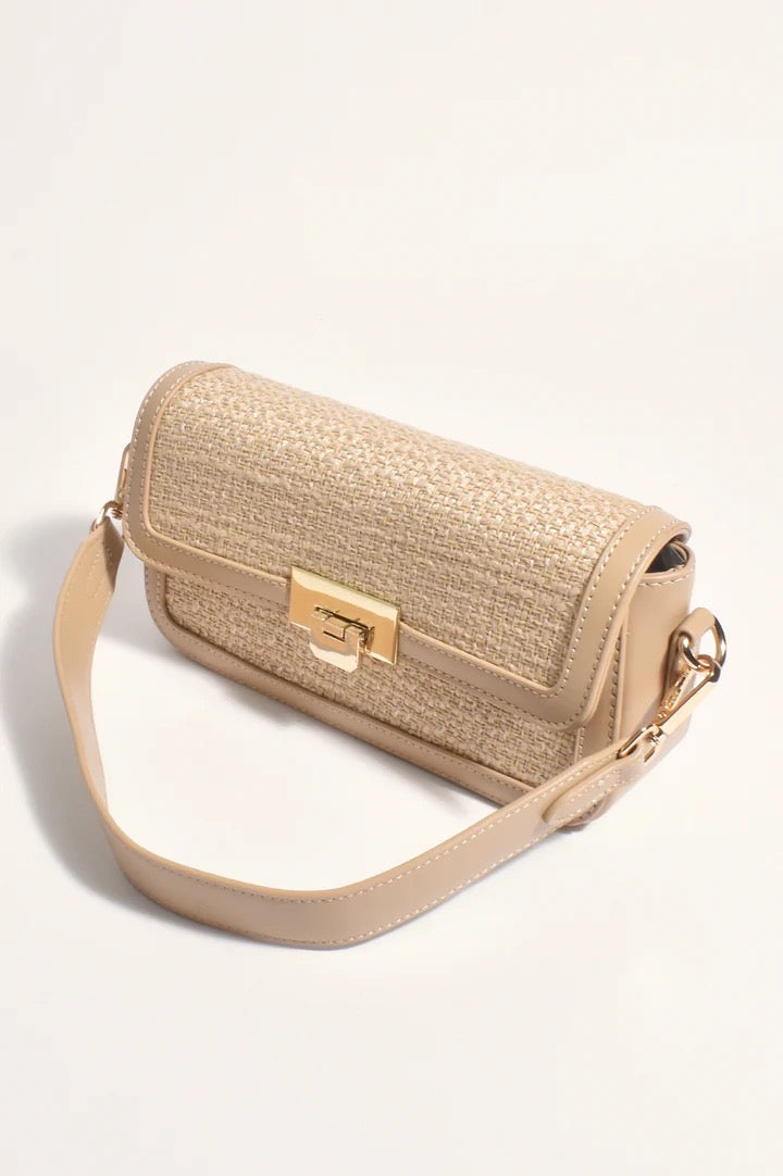 adorne - HATTIE TWEED MINI CROSS BODY BAG (CAMEL)