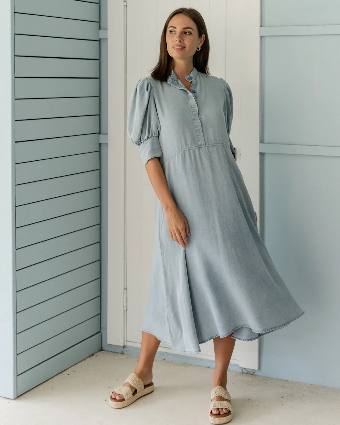 Walnut - Olympia Dress - Chambray