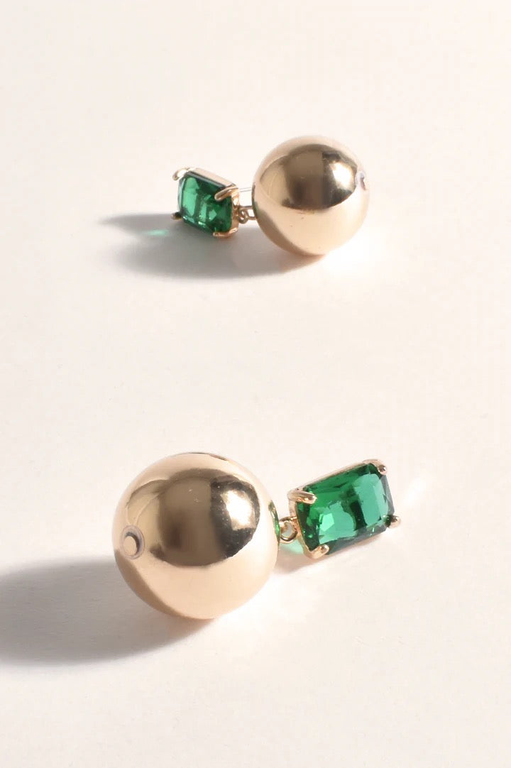 adorne - JEWEL BALL EVENT EARRINGS (GREEN/GOLD)