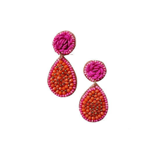 ZODA - BEADED EARRING Pink Orange