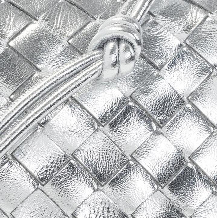 L'ora D'oro - BV Leather Weaved Crossbody Bag, Silver