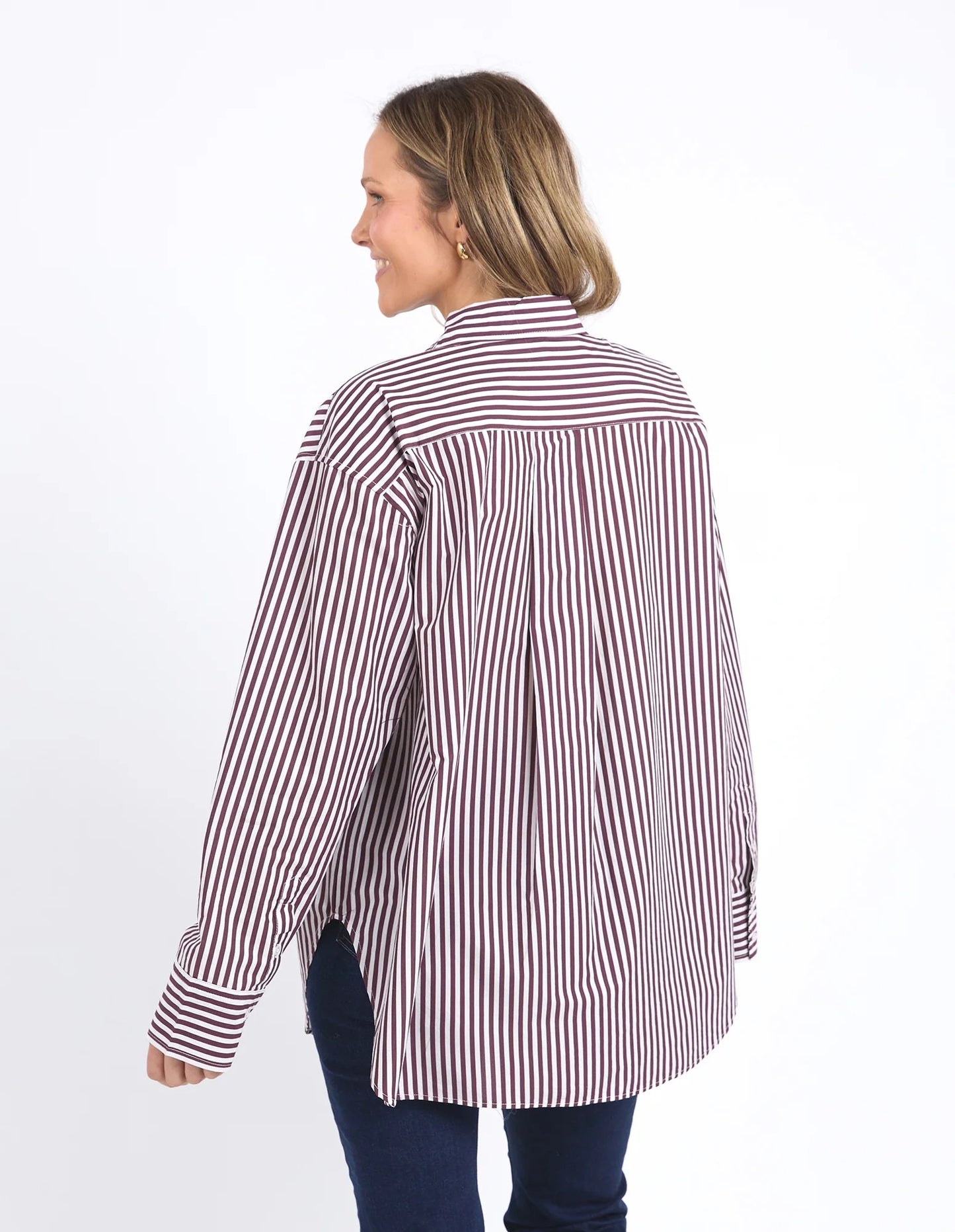 elm - Lila Stripe Shirt Merlot White