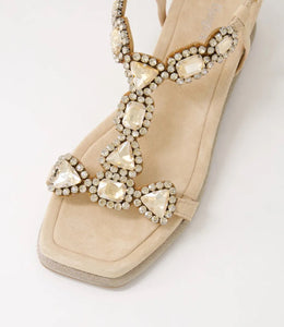 Django & Juliette - Arezzo Latte Suede Jewels Sandals