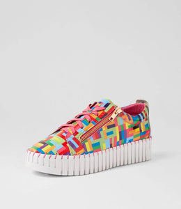 Django & Juliette - Bump Pink Stripe Multi Patent Leather Sneakers