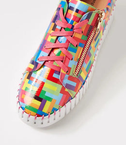 Django & Juliette - Bump Pink Stripe Multi Patent Leather Sneakers