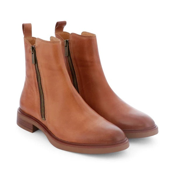 EOS - BLAINE LEATHER ZIPPER ANKLE BOOT Brandy