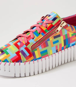 Django & Juliette - Bump Pink Stripe Multi Patent Leather Sneakers