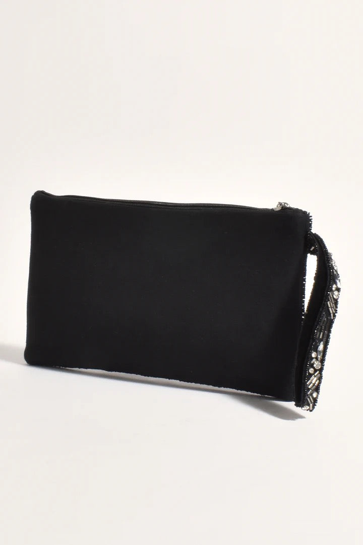 adorne - JEWELLED COCKTAIL EVENT CLUTCH (BLACK/CRYSTAL)