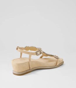 Django & Juliette - Arezzo Latte Suede Jewels Sandals