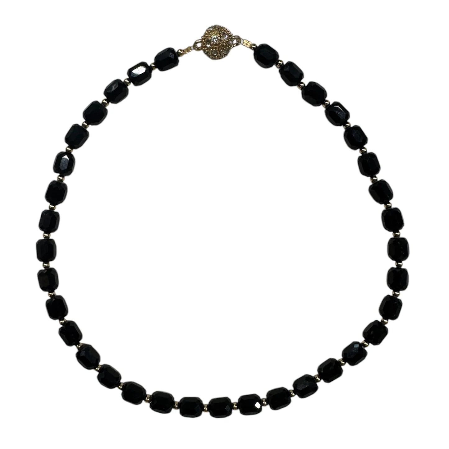 L'ora D'oro (Short) Swarovski Faceted Rondelle Beaded Chocker, Black