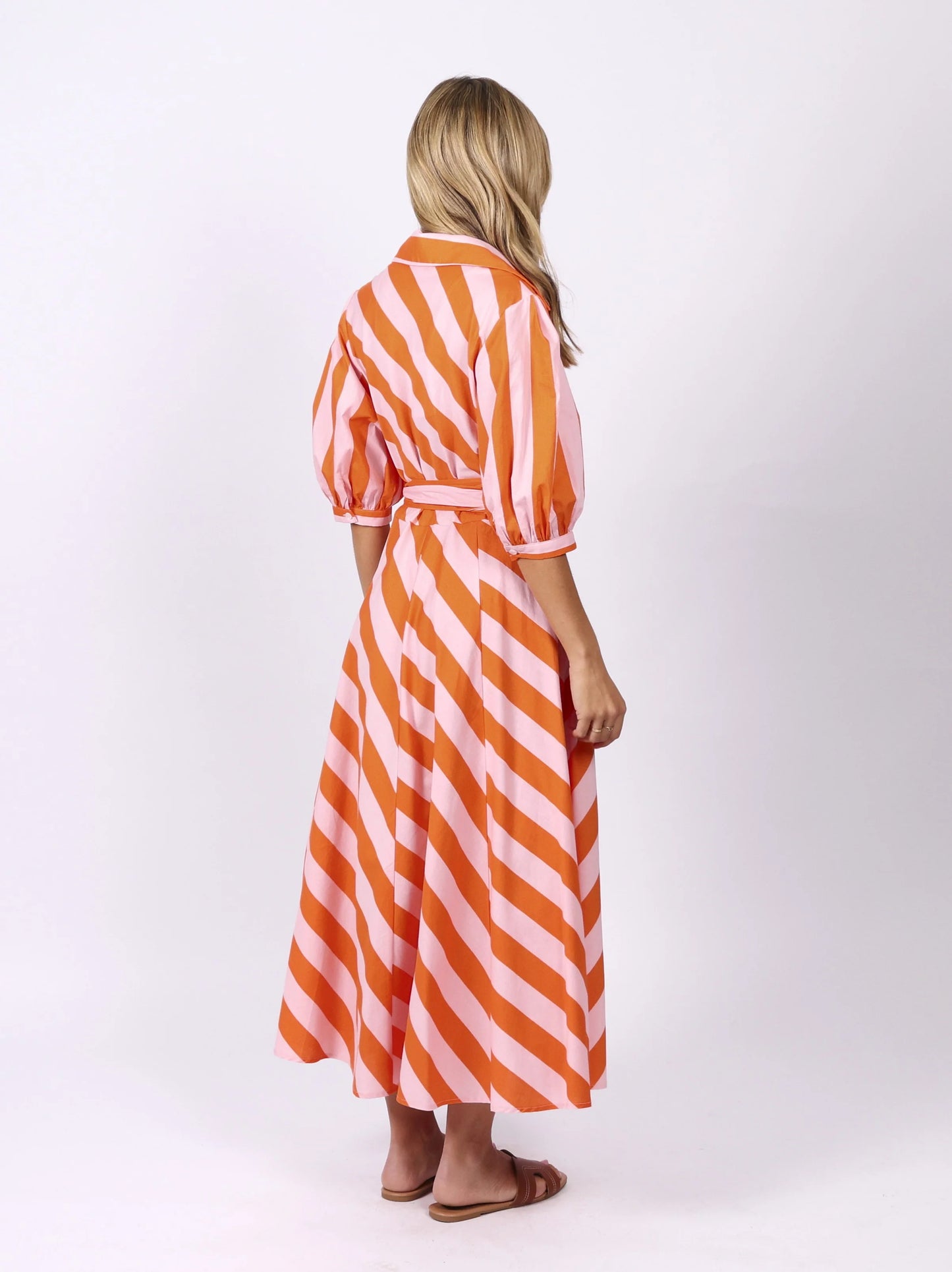 LEONI - Bianca Dress - Orange Stripes