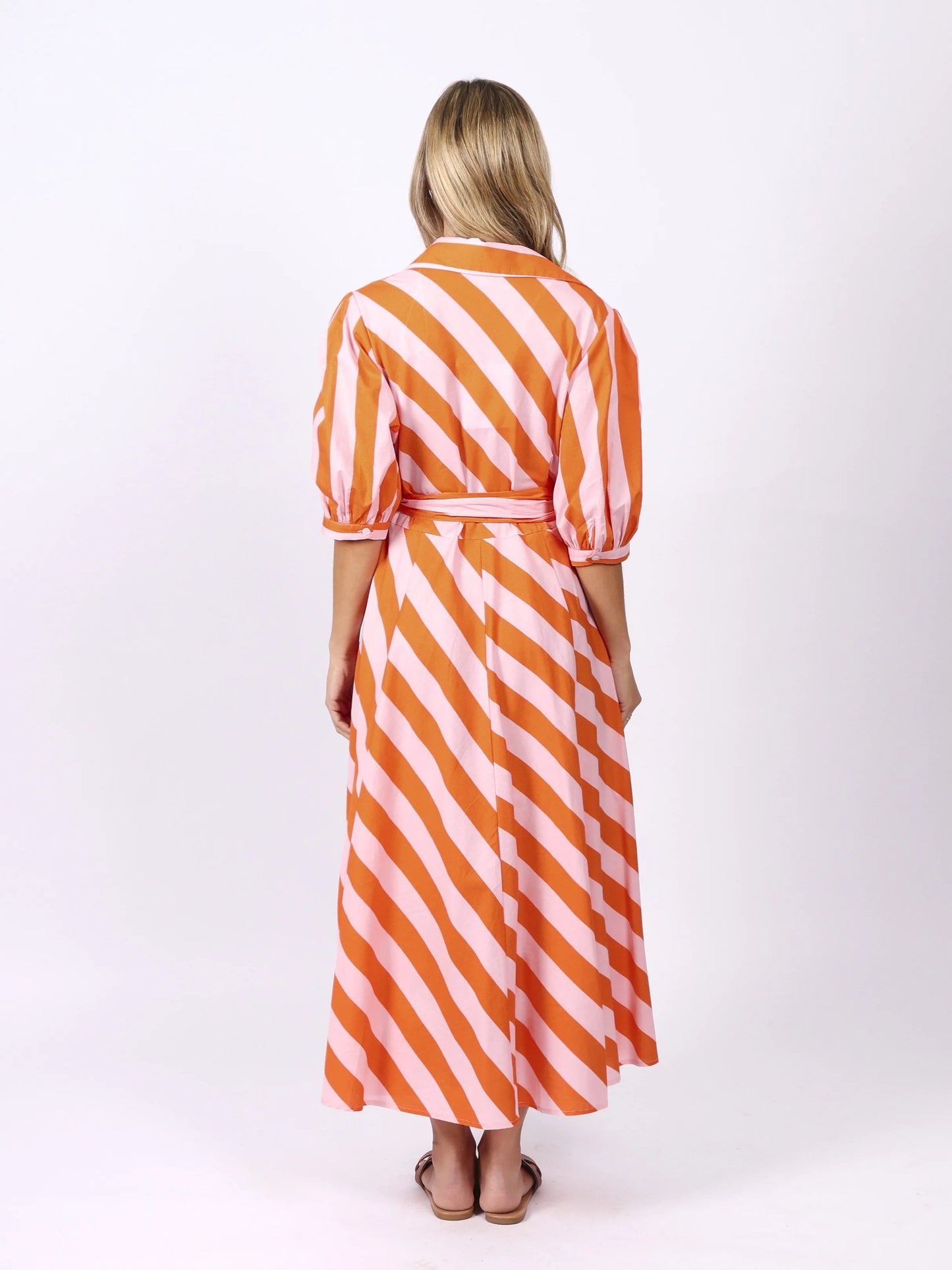 LEONI - Bianca Dress - Orange Stripes