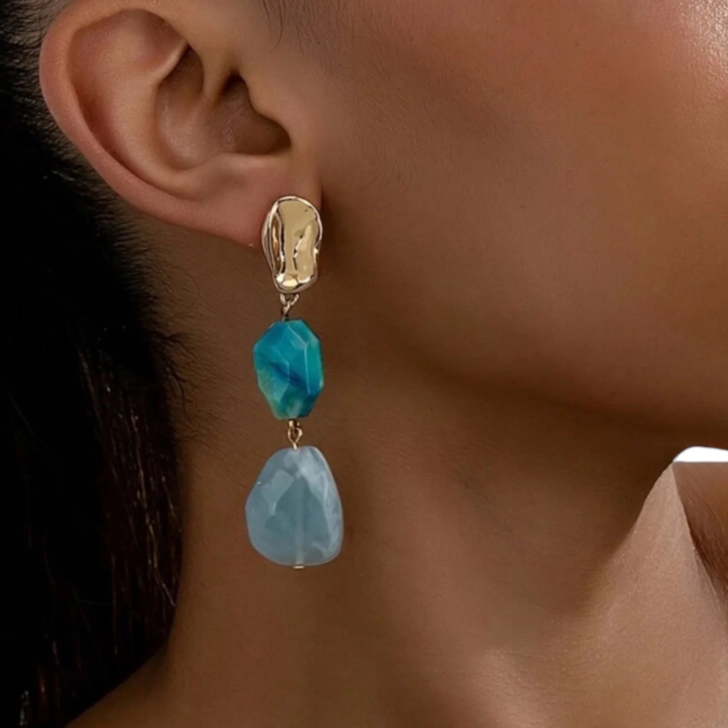Sunny Hazel x HUNTED - Aggie Acrylic Statement Earrings, Blue
