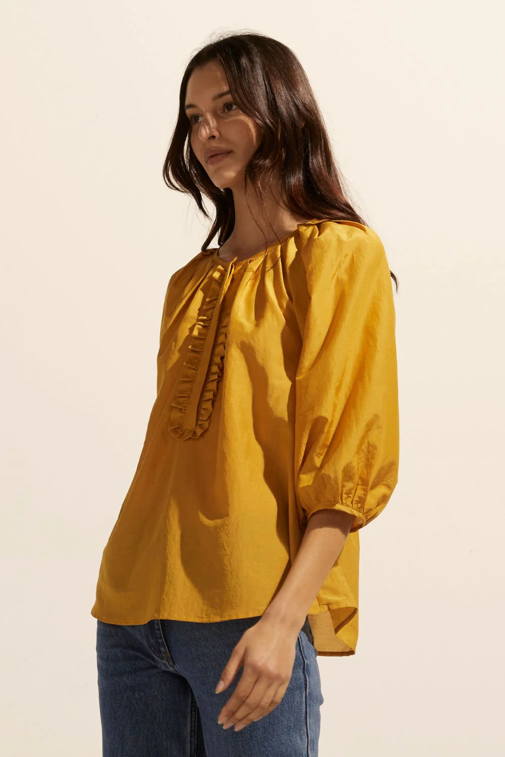 zoe kratzmann -refine top - ochre