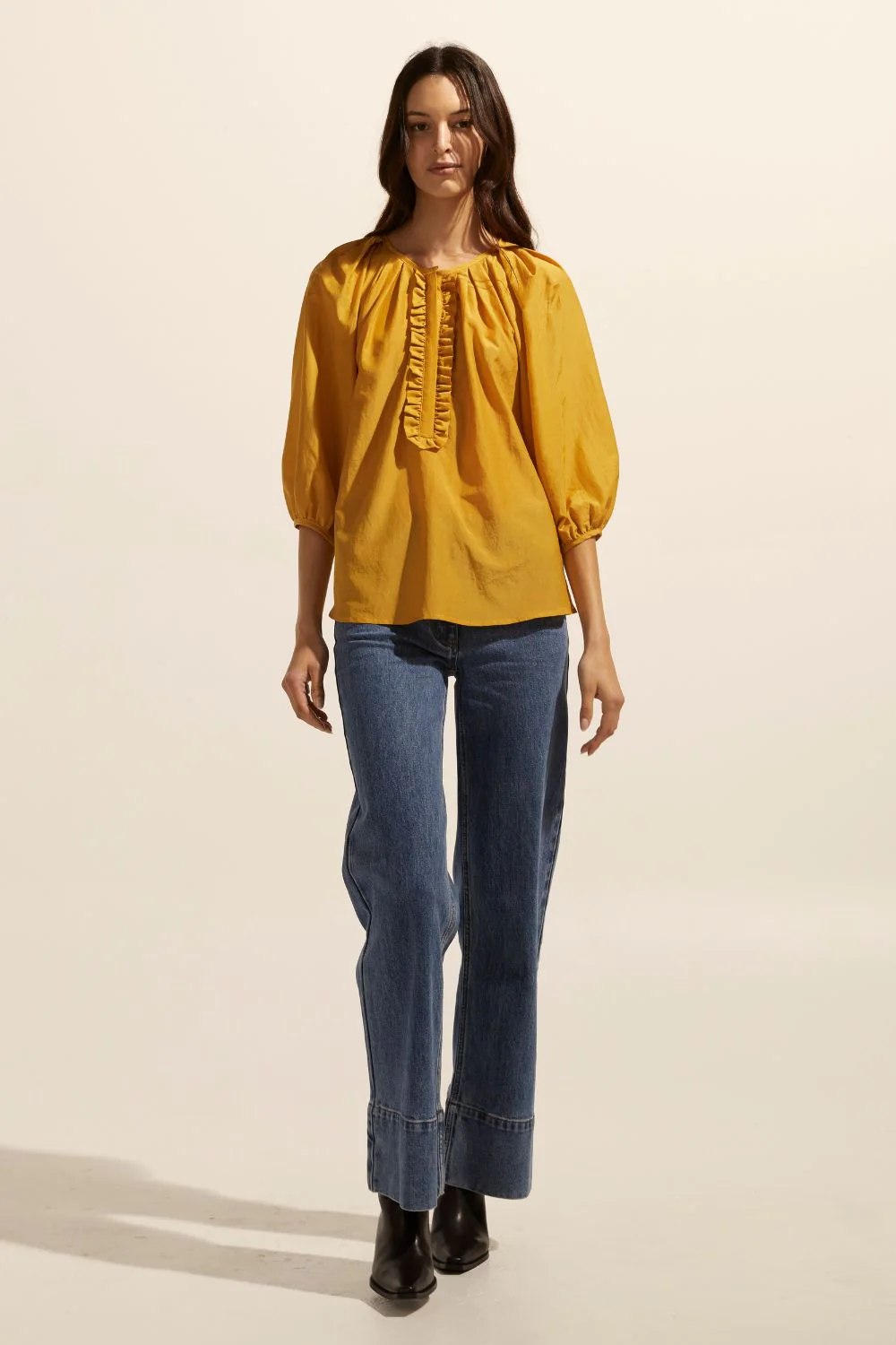 zoe kratzmann -refine top - ochre