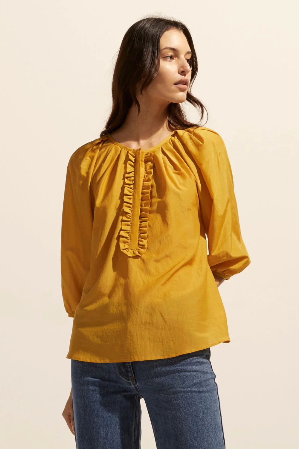 zoe kratzmann -refine top - ochre