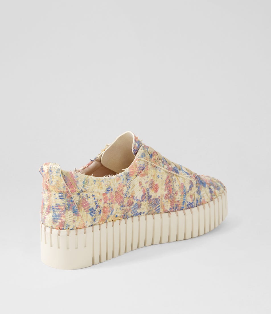 Django & Juliette -BUMP Nude Gold Ivory Cut Leather Sneakers