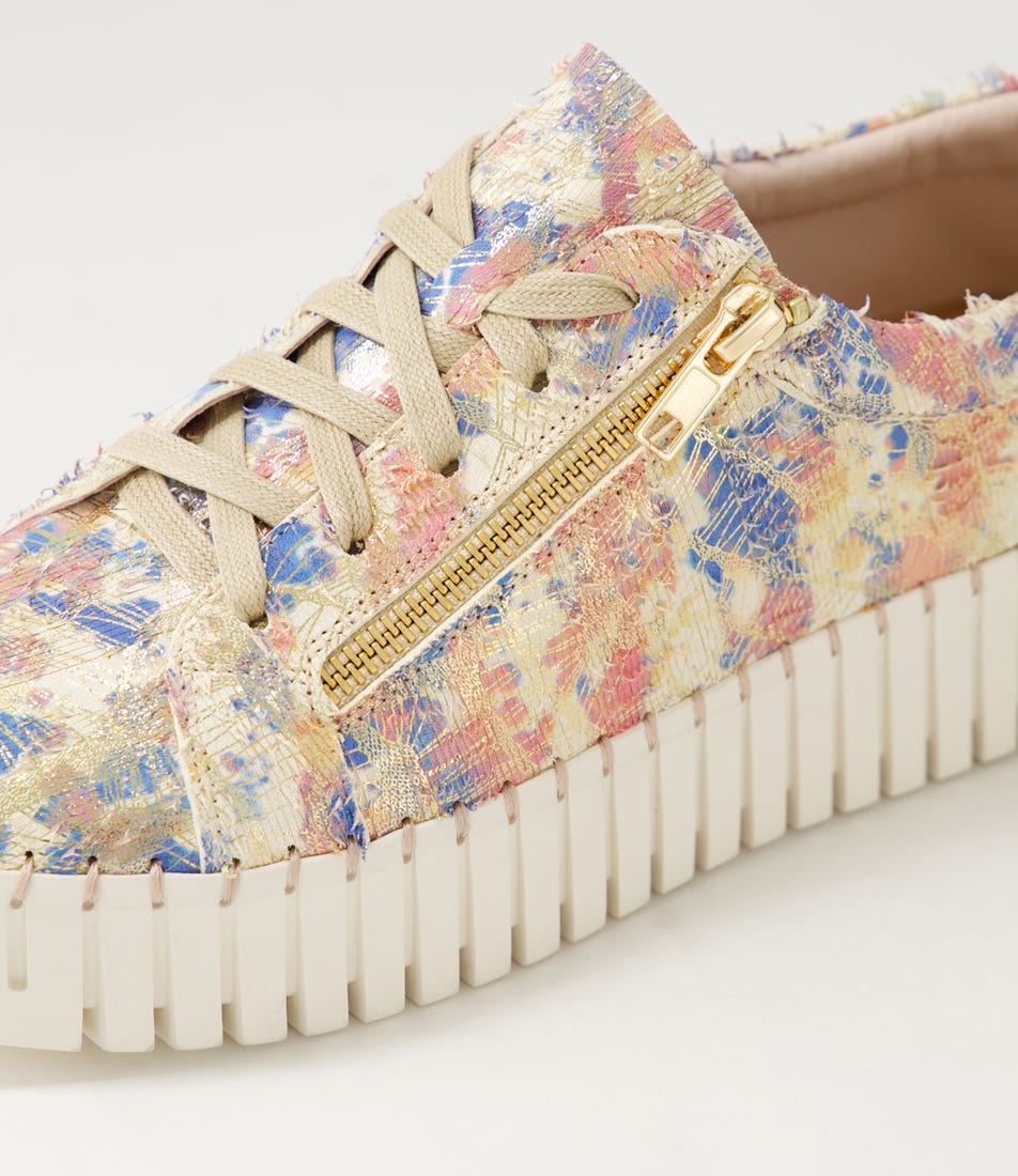 Django & Juliette -BUMP Nude Gold Ivory Cut Leather Sneakers