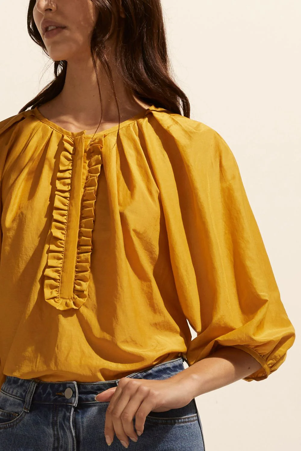 zoe kratzmann -refine top - ochre