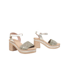 Load image into Gallery viewer, Nu X Neo - Queenie Platino Leather &amp; Textile Platform Heel

