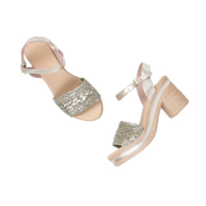 Nu X Neo - Queenie Platino Leather & Textile Platform Heel