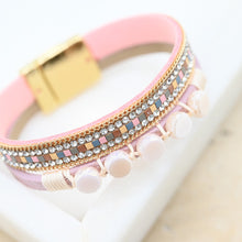 Load image into Gallery viewer, anna nova - XZA-B Leather Cuff Pink/Grey
