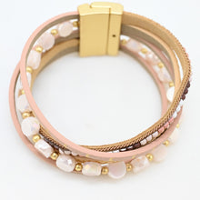Load image into Gallery viewer, anna nova - XZE-B Leather Cuff Pink/Tan

