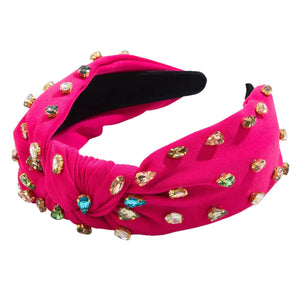 Sunny Hazel x HUNTED - Lucia Hot Pink Embellished Knot Headband