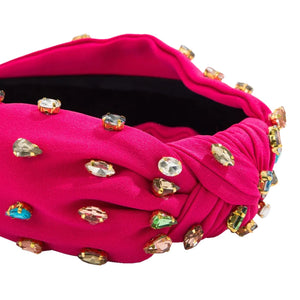 Sunny Hazel x HUNTED - Lucia Hot Pink Embellished Knot Headband