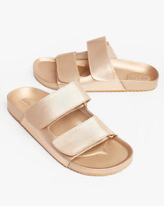 WALNUT - Penelope Leather Slide - Metallic Rose